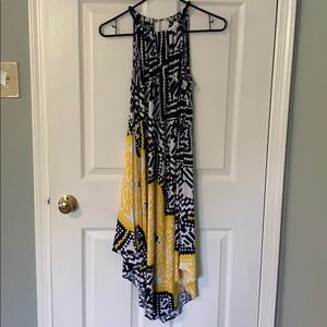 Blue and yellow patterned summer dress